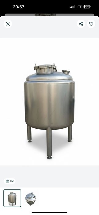 Реактор 1200 л из нержавеющей стали пищевой/фармацевтический (2 шт)