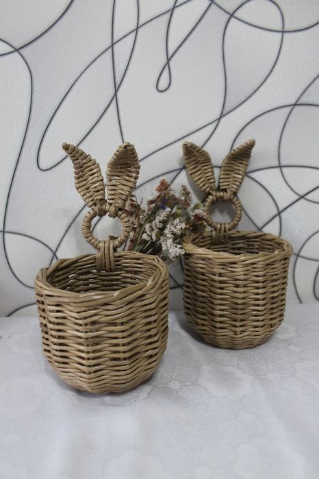Корзинки зайки плетеные