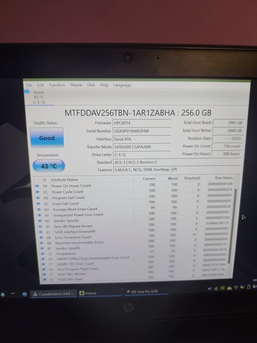 SSD Micron 256GB M.2 SATA 2280  - 99% viata – Testat
