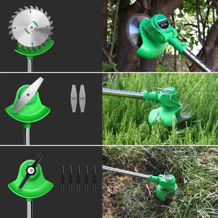 Телескопичен акумулаторен градински тример за трева с две батерии 48V