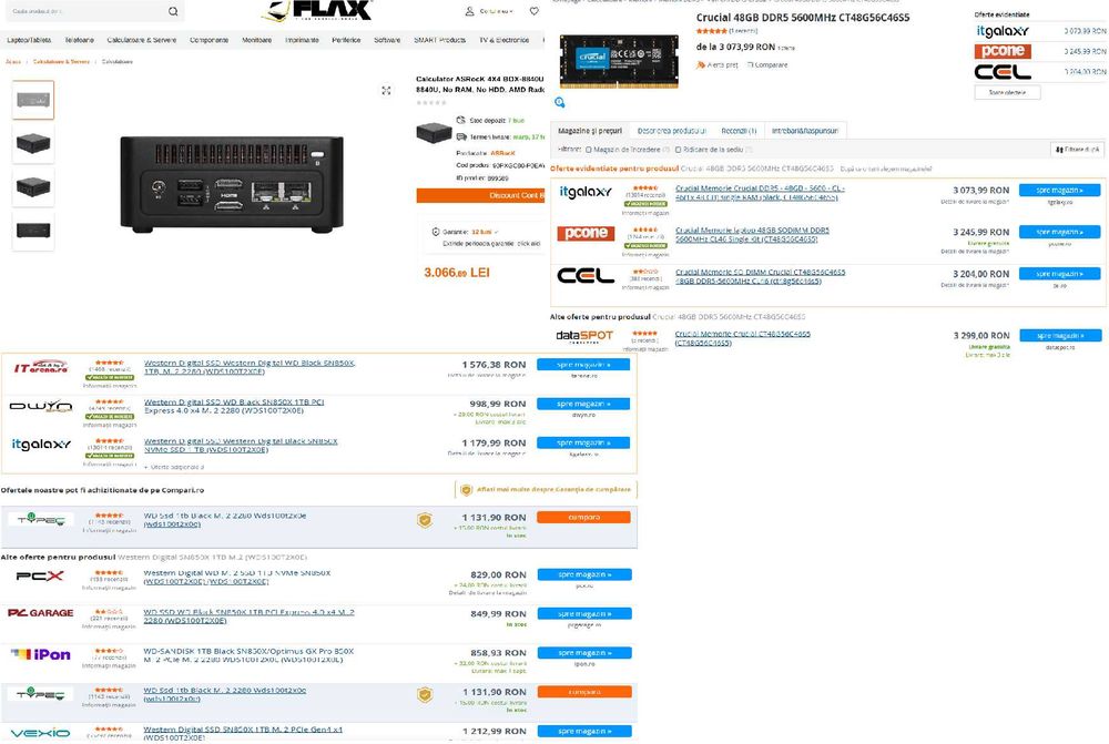 MiniPC ASRock BOX-8840U Ryzen 7 | 96GB DDR5 | NVMe M2 WDBLACK 1TB