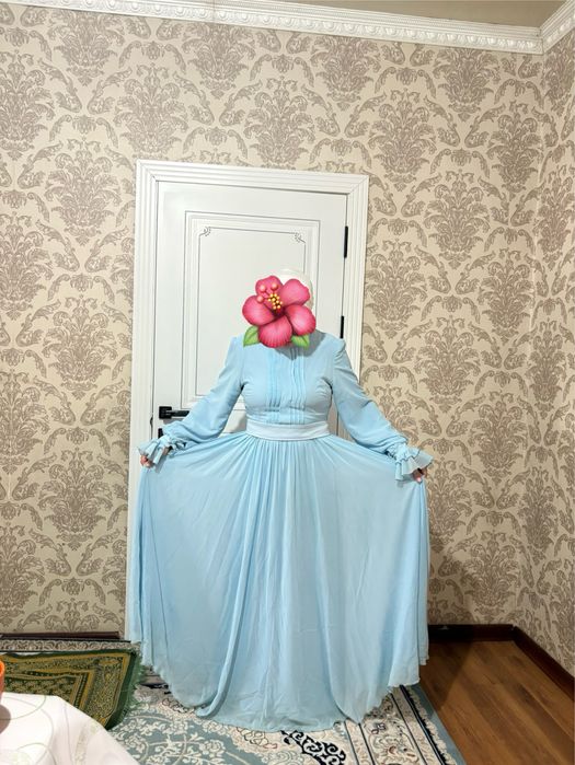 Кешкі көйлек көк түсті кең етекті