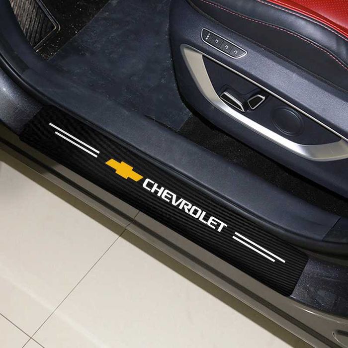 Фирменный защитные наклейки с логотипом "Chevrolet"  для порога двери