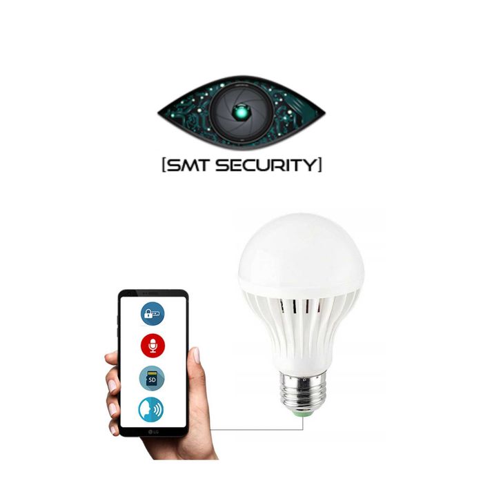 Microfon Spion si Reportofon Spion Integrat in Bec Econimic 12W- Control prin Aplicatie (iOS / Android) SMT SECURITY
