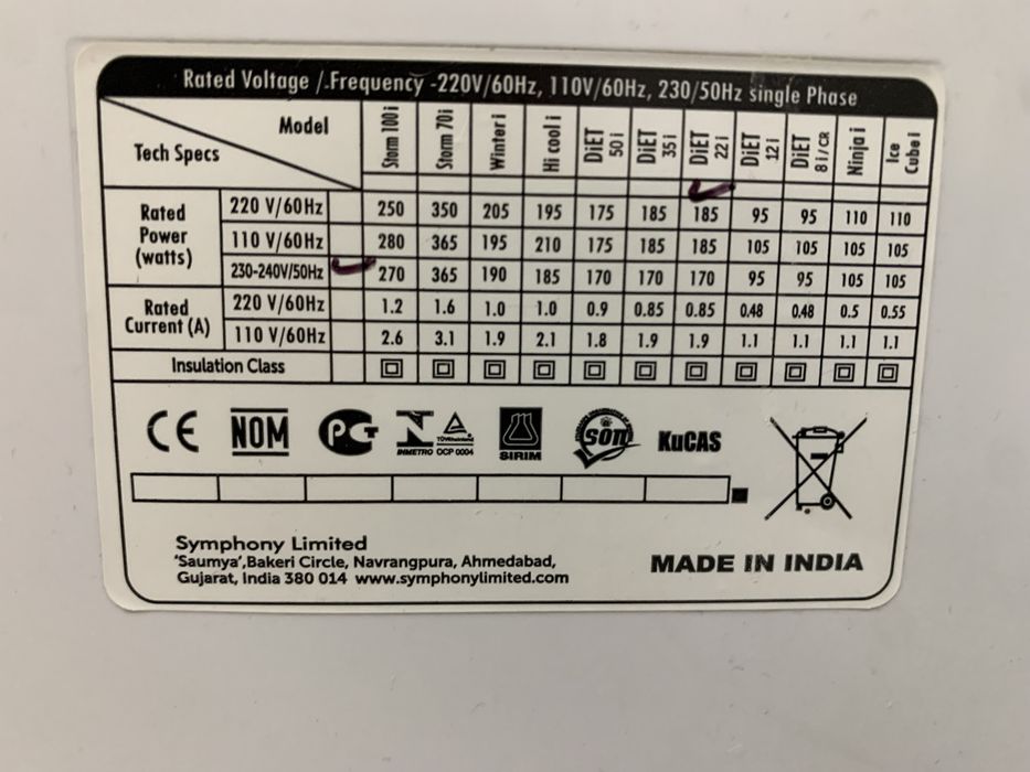 Продам охладитель воздуха Symphony