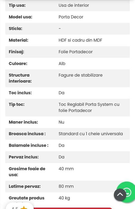 Ușă cu toc, nouă, nefolosită