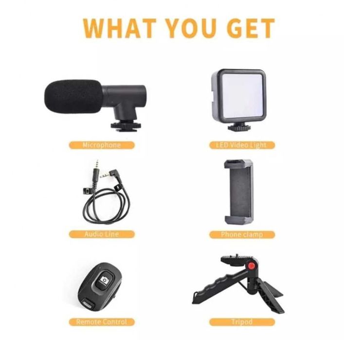 Професионален видео трансформатор, Bluetooth, микрофон, LED прожектор