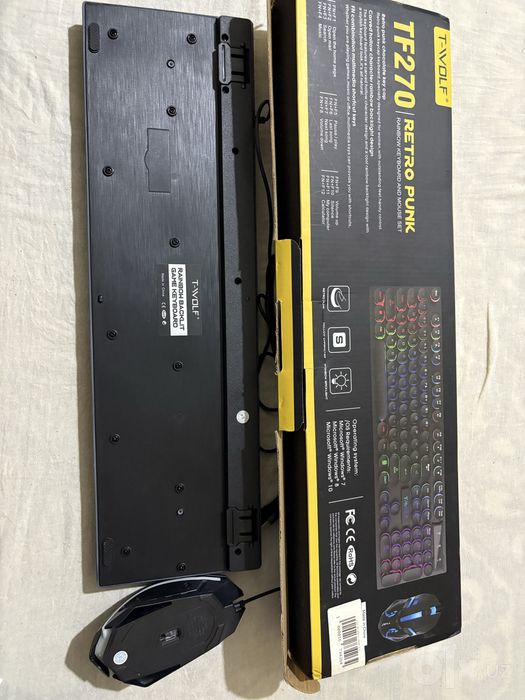 T-WOLF TF270 Retro Punk klaviatura va mishka komplekti (RGB)