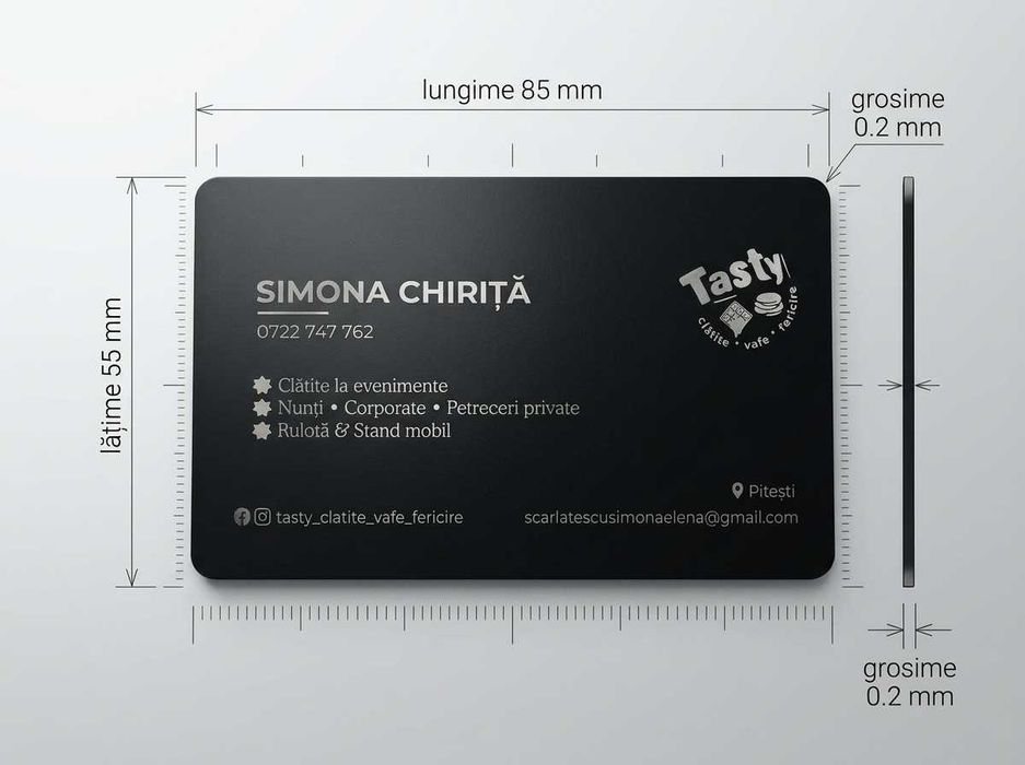 Carte de vizită metalică premium – gravură laser, 10 Buc/Set