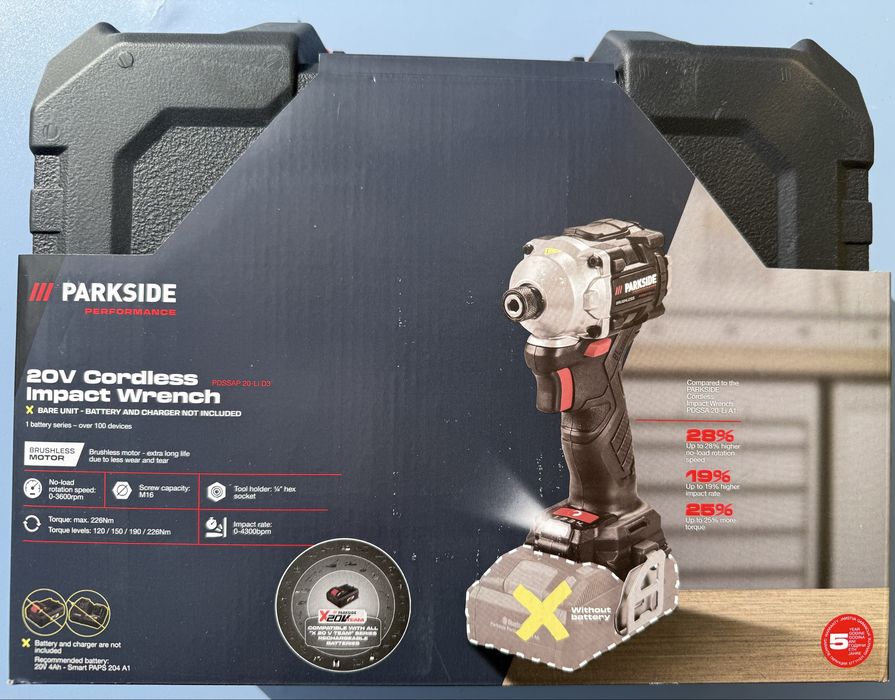 Masina de insurubat cu impact pe bit 20v 226 Nm Parkside  Performance