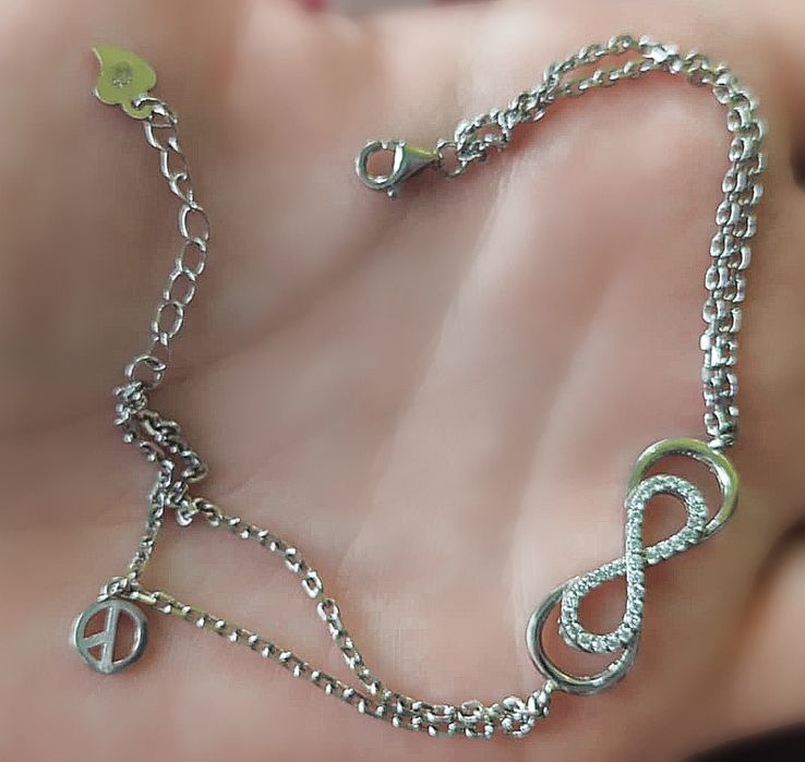 Сребърна гривна безкрайност с проба 925