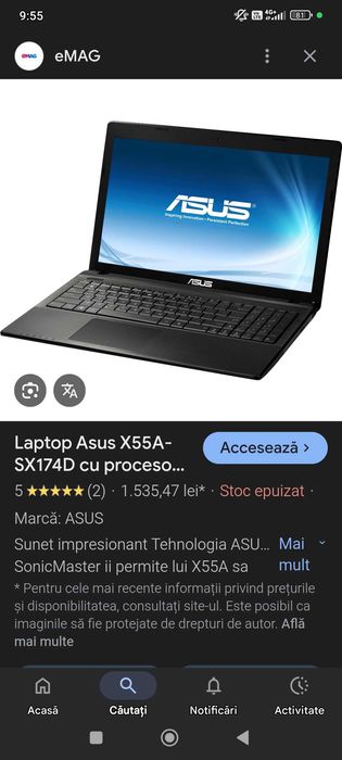 Vând laptop asus x55A