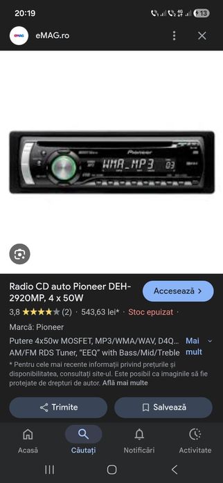 Vand casetofon pionerr