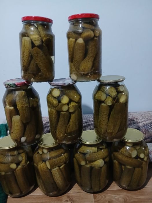 Огурцы маринованные,ассорти,салаты разные
