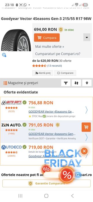 Vand set anvelope 215/55/17 Goodyear AllSeason noi