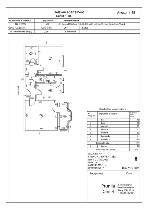 Apartament 2 camere decomandat - 55,5m² + balcon 5m² - in spate la Iri