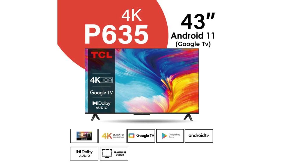 Телевизор TCL 43" 4K Led HDR 10+ SMART Google TV P635