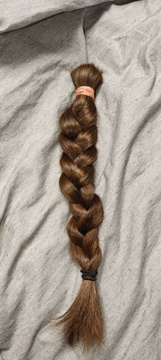 2 cozi păr castaniu natural copil, nevopsit, netratat, în stare foarte bună, verificați detaliile mai jos