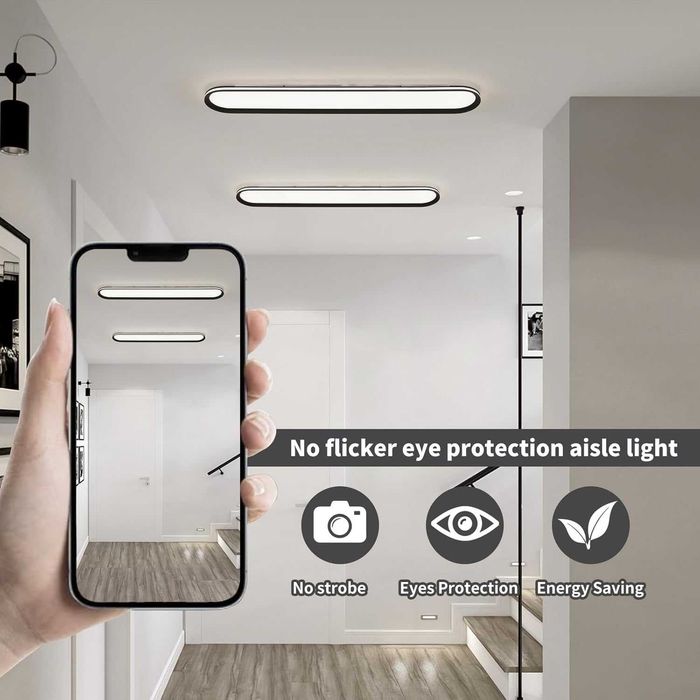 Метална LED таванна лампа Naroume, тънка,65W пълен спектър,6500K,120см