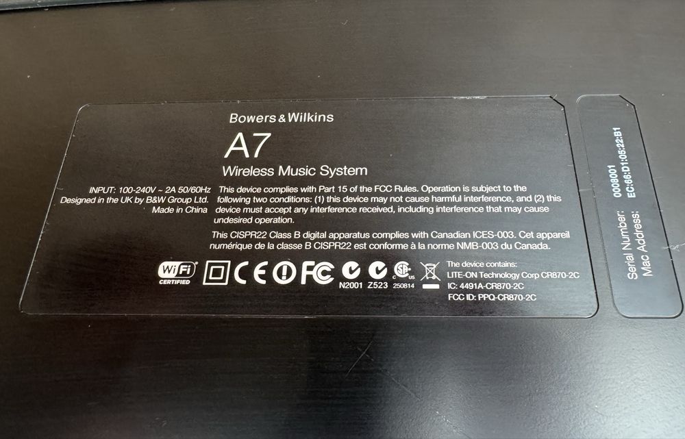 Boxa Bowers&Wilkins A7 150W AirPlay