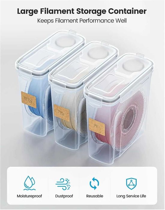 Cutii Depozitare Filament 3D – Set 4 Buc  Etanse – Protectie Umiditate