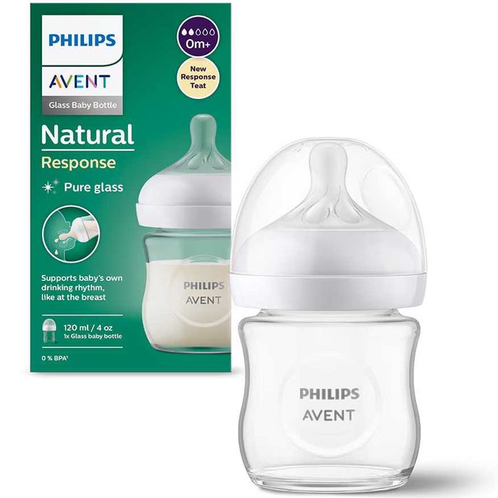 Стъклено Шише за Хранене Philips Avent Natural Response, 120мл и 240мл