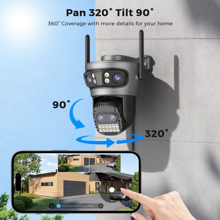 Camera de supraveghere tripla + zoom optic