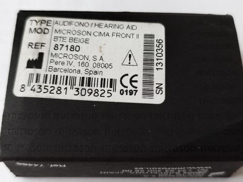 Слуховой аппарат Microson Cima front ll. Испания.