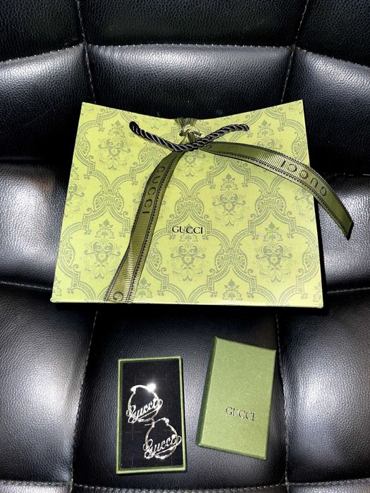 gucci обеци кръгли с чантичка и кутия гучи златни сребърни стомана