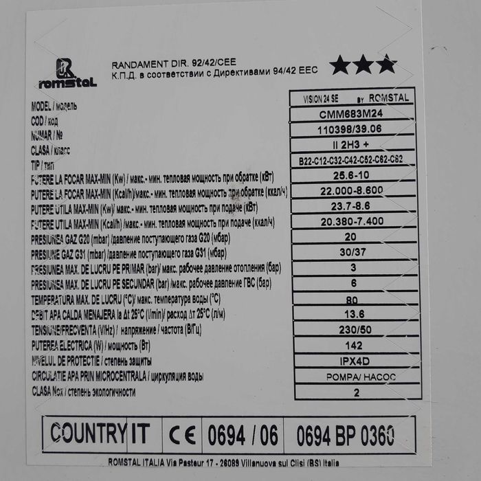 Piese de schimb centrala ROMSTAL VISION 24 SE.