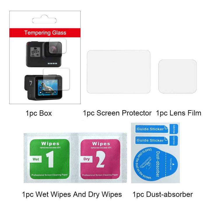 Pachet 2x Folie sticla display obiectiv protectie GoPro 5 6 7 Black