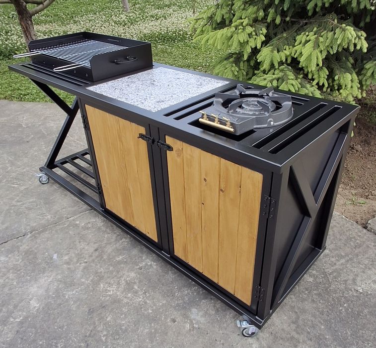 Ansamblu gratar cu arzator si blat de lucru