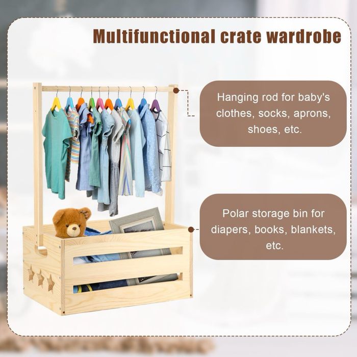 Coș din lemn pentru baby shower cutie depozitare cu mâner coș cadou pentru părinți noi – Natural