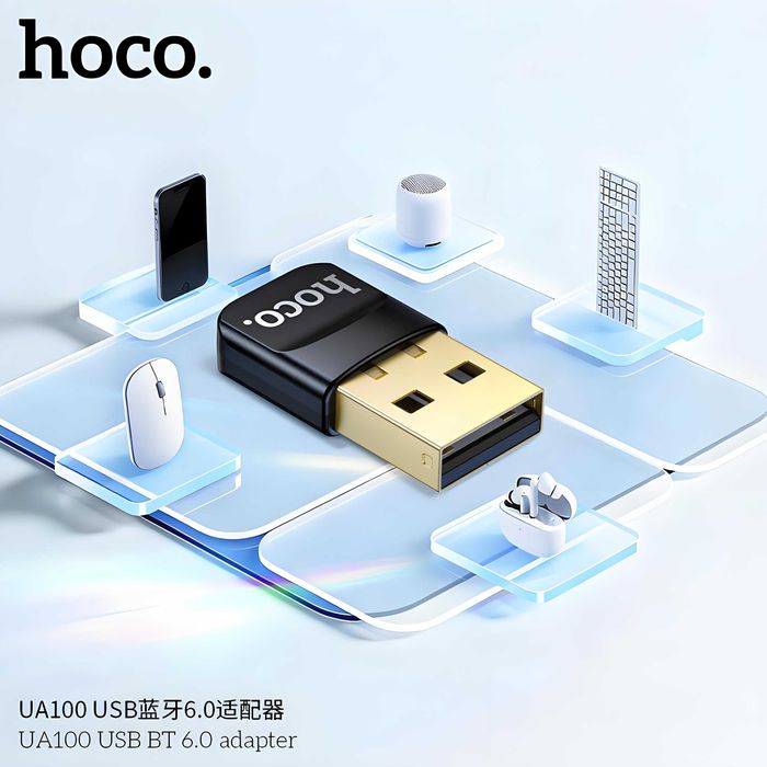 Hoco UA100 Adapter Usb to Bluetooth v6.0 multi-device speed 4.0 Mbps