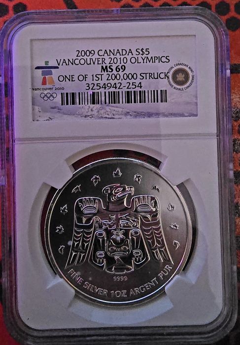 5$ silver JO Canada Vancouver gradata!