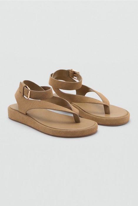 Sandale din piele întoarsă Mango