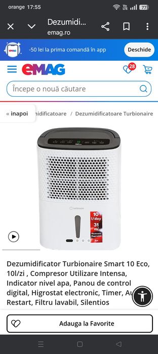 Dezumidificator cameră