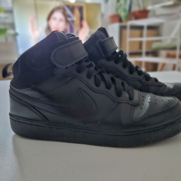 Leather Nike Court Borough MID 2 Unisex - Sneakers high - black