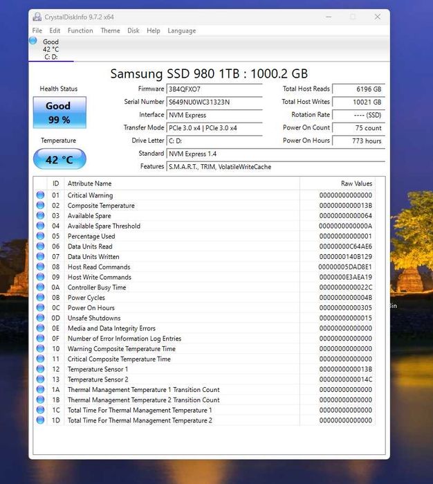 1TB SSD диск Samsung 980 M.2 NVMe PCIe 3.0