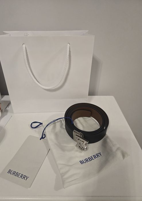 Оригинален мъжки колан Burberry/Бърбъри, двулицев, 95 см., N 38