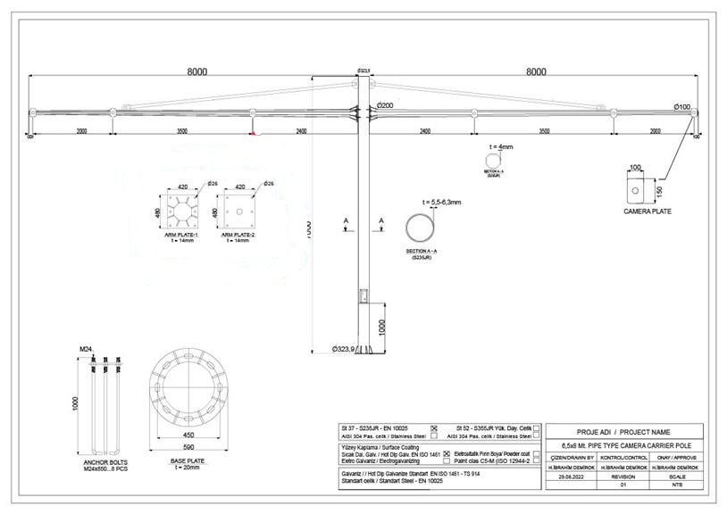 Radar uchun metall stolba (opora)