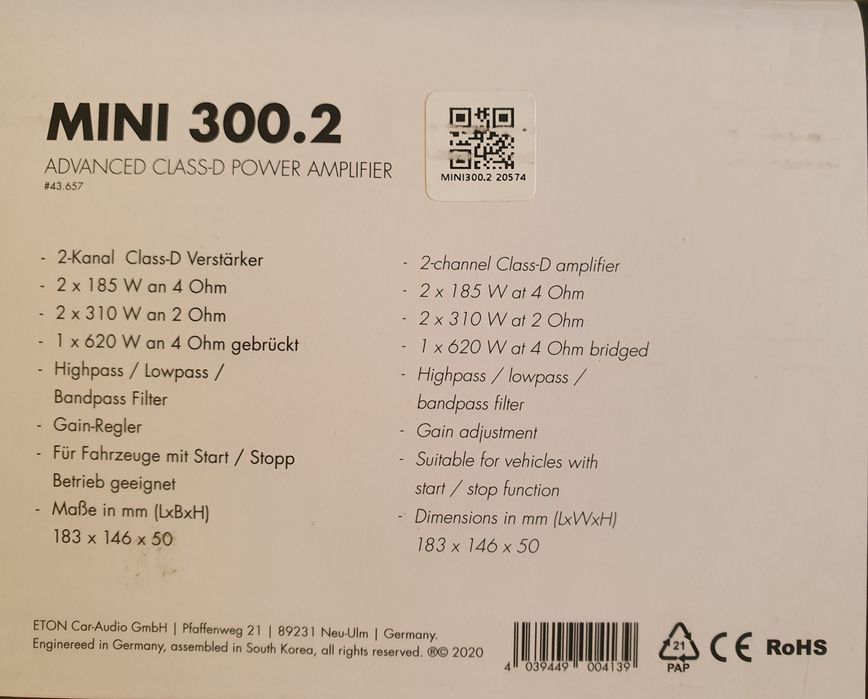Автомобильный усилитель Eton MINI 300.2