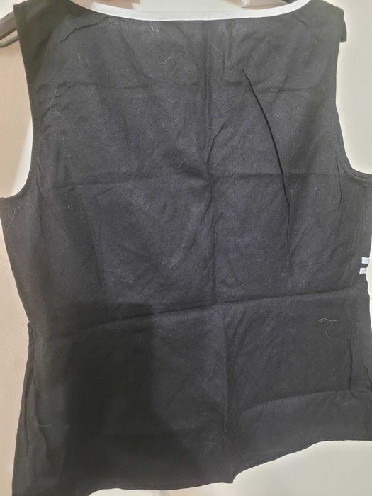 Bluza neagra cu detalii albe, din in 100%, marime XL