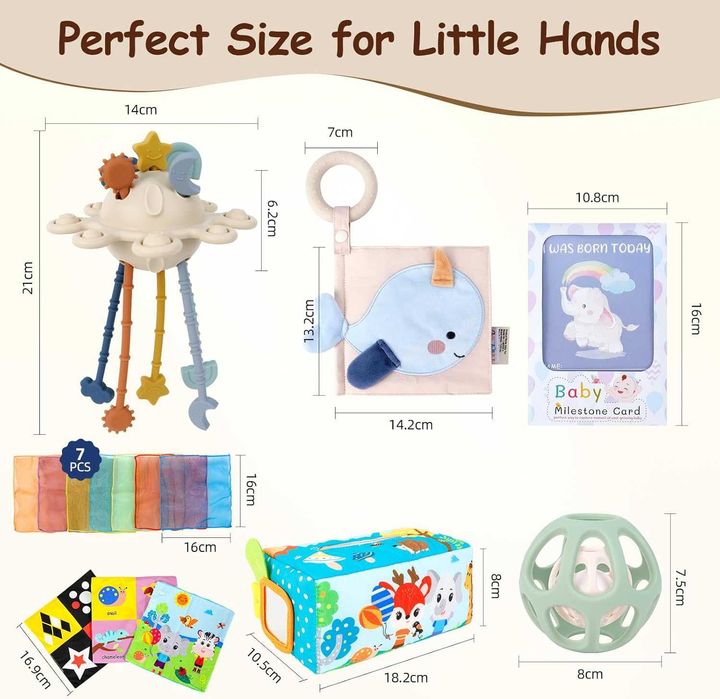 TYRY.HU Сензорни играчки за бебета, картички за важни етапи, 5 в 1