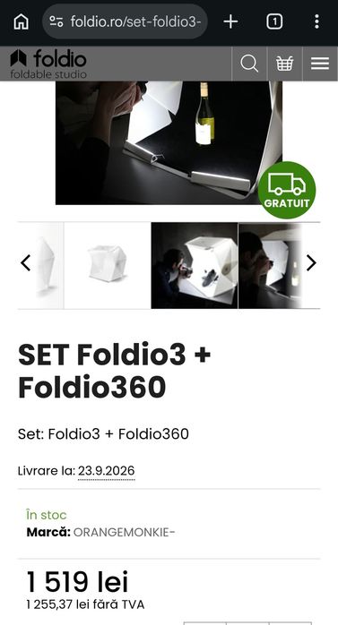 Orangemonkie Foldio3 + Foldio360 – studio foto produs + masă rotativă