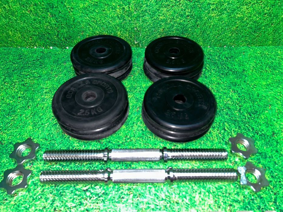 Set gantere cu discuri din fier cauciucate 25kg 30/31mm