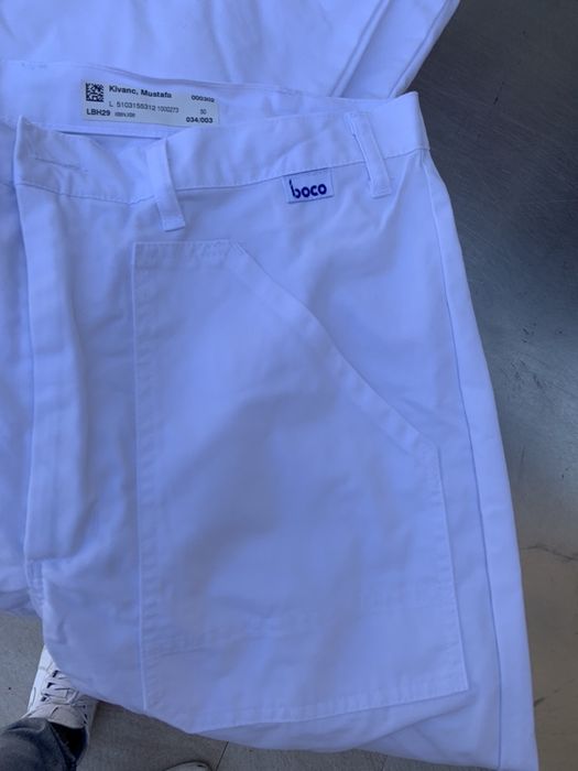 Spitale/fastfood/restaurante Pantaloni albi din bumbac (bocco)