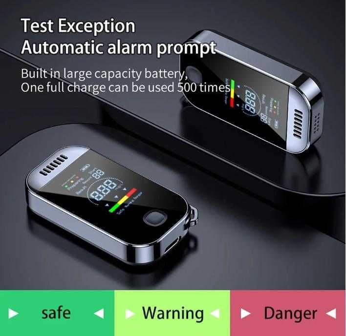 Светеща Запалка Ключодържател Алкохолен Тестер Безконтактен Дрегер Алкотестер Алкохоломер с Дисплей АвтоКалибриране Разпознаващ Фалшив Дъх Бърз Анализ