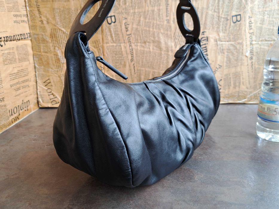 дамска чанта,Pierre Cardin-черна кожена торба-естествена кожа