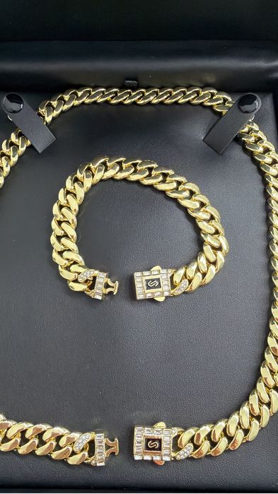 Set elegant bijuterii barbati placat cu aur